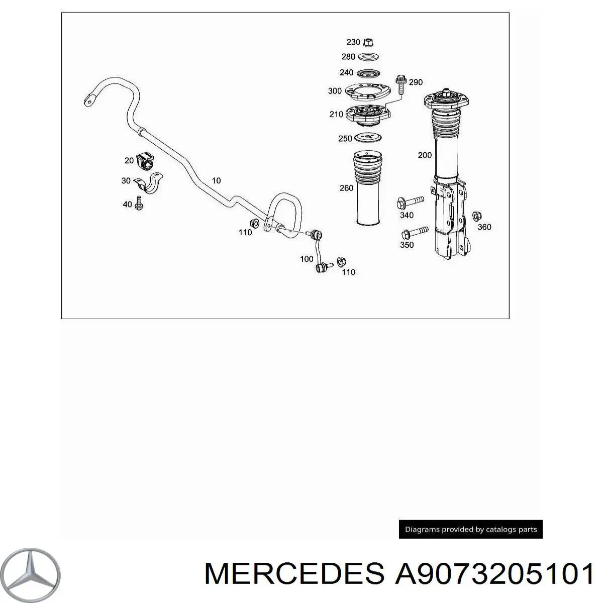 Стойка амортизатора передняя Mercedes A9073205101 ціна, від 73.83 USD