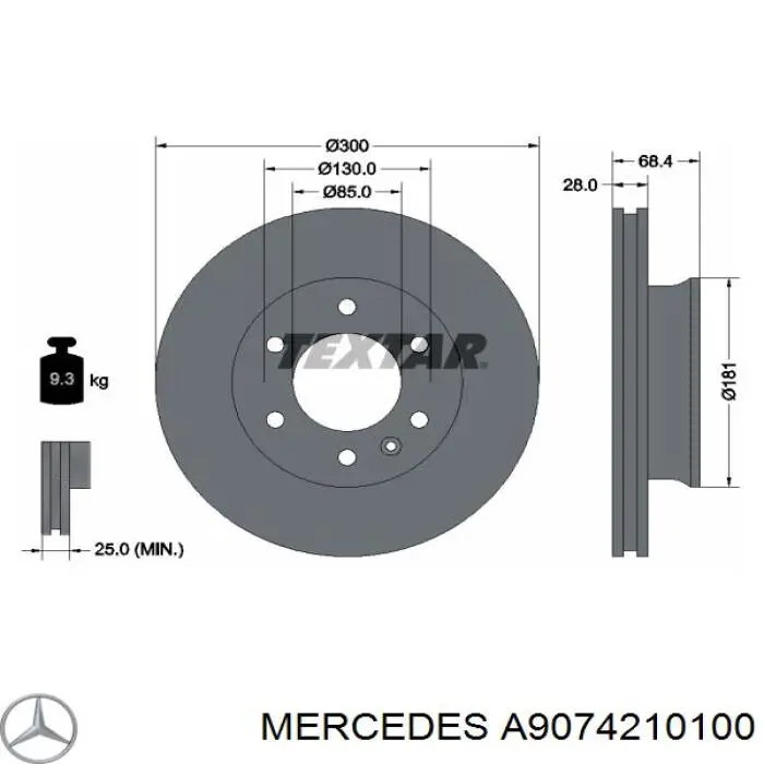 A9074210100 Mercedes диск гальмівний передній