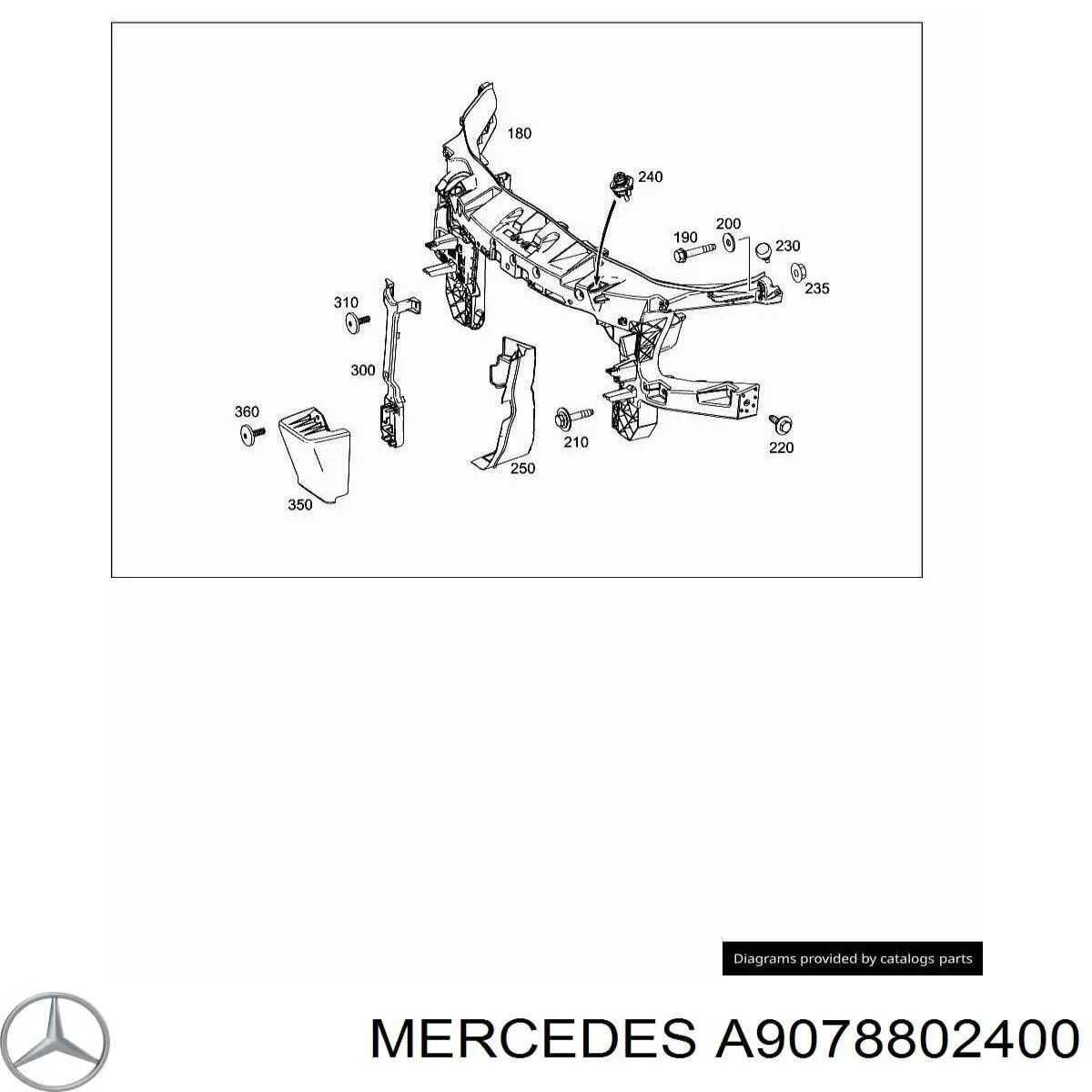 A9078802400 Mercedes Лівий кронштейн переднього бампера