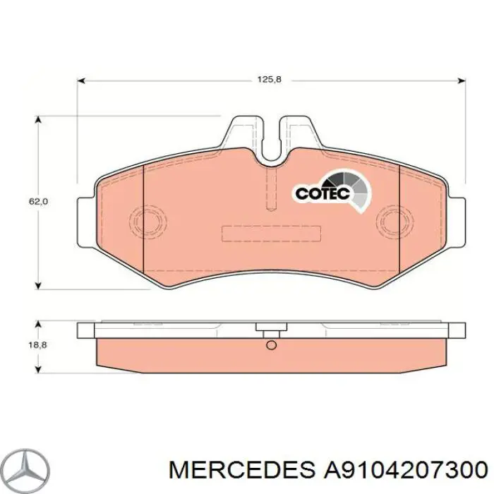 A9104207300 Mercedes Колодки гальмівні задні, дискові