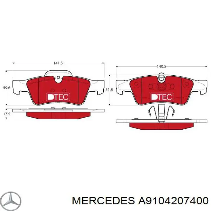 A9104207400 Mercedes Колодки гальмівні задні, дискові