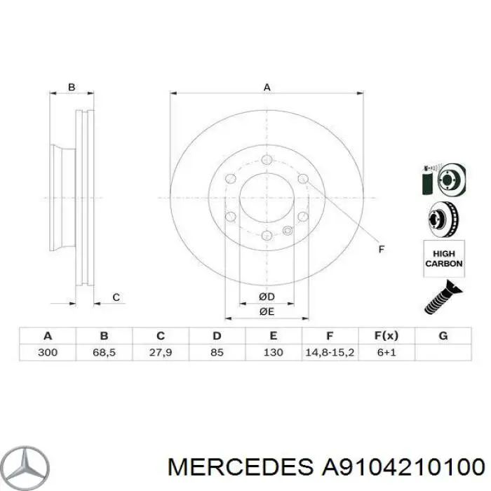 Купити A9104210100 Mercedes Ротор гальмівний