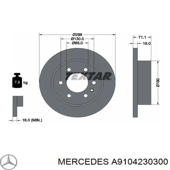 Гальмівні диски A9104230300 Mercedes
