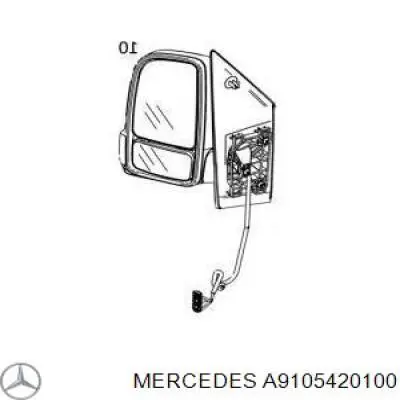 Дзеркальний елемент дзеркала заднього виду, лівого A9108112900 Mercedes