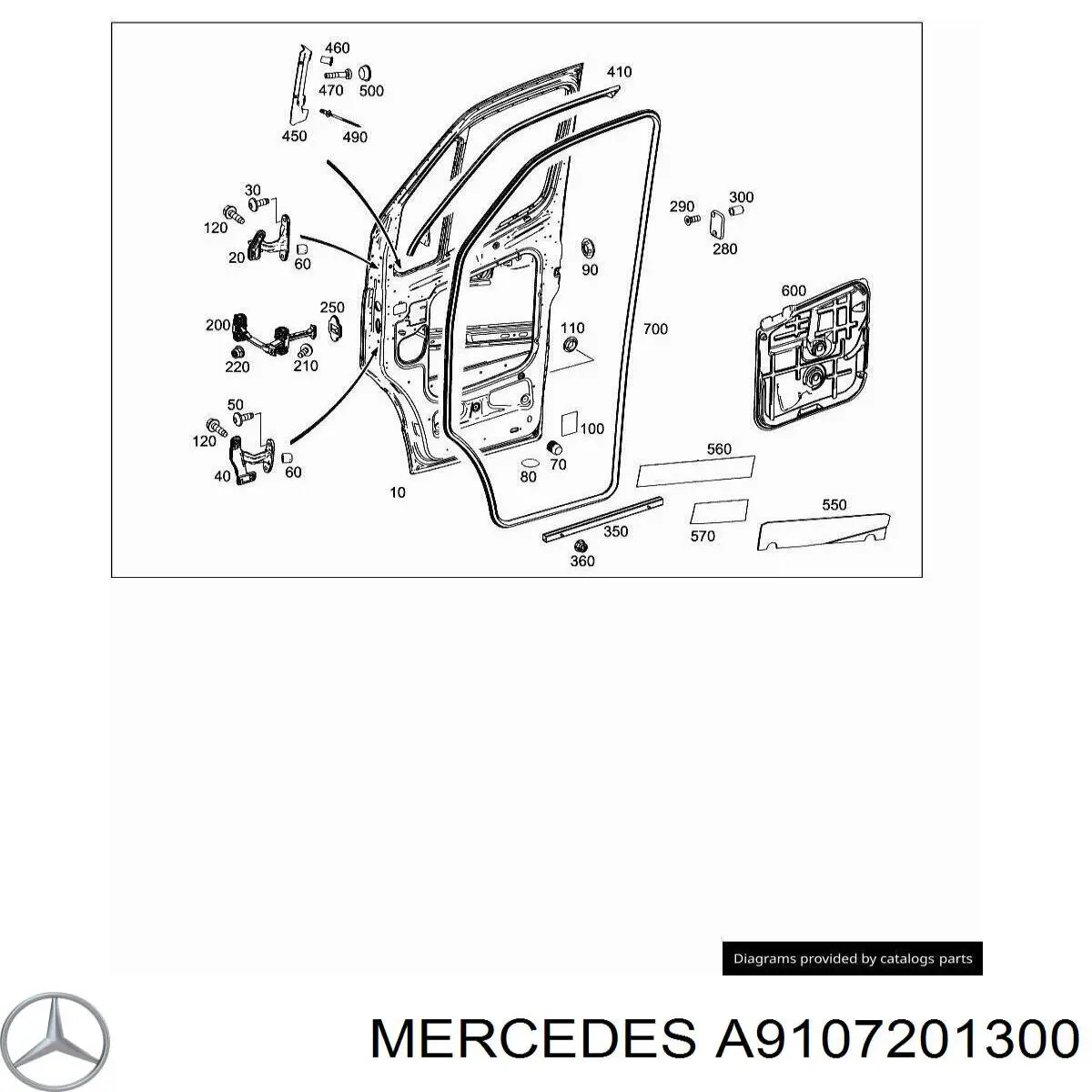 A9107201300 Mercedes Петля передніх дверей, лівою