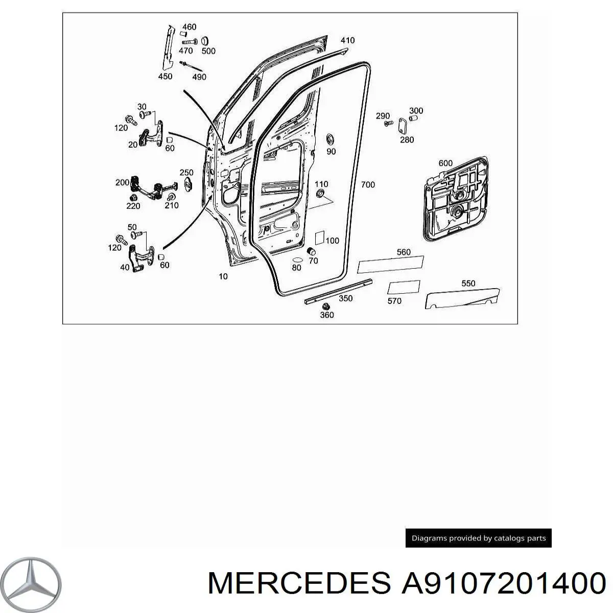 A9107201400 Mercedes Завіса дверей передных лівих
