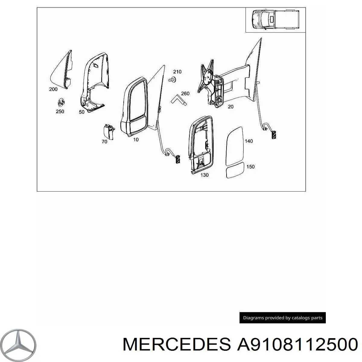 A9108112500 Mercedes Дзеркальний елемент лівий