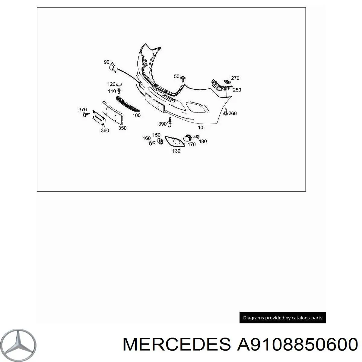 A9108850600 Mercedes Заглушка бампера буксирувального гака, передня
