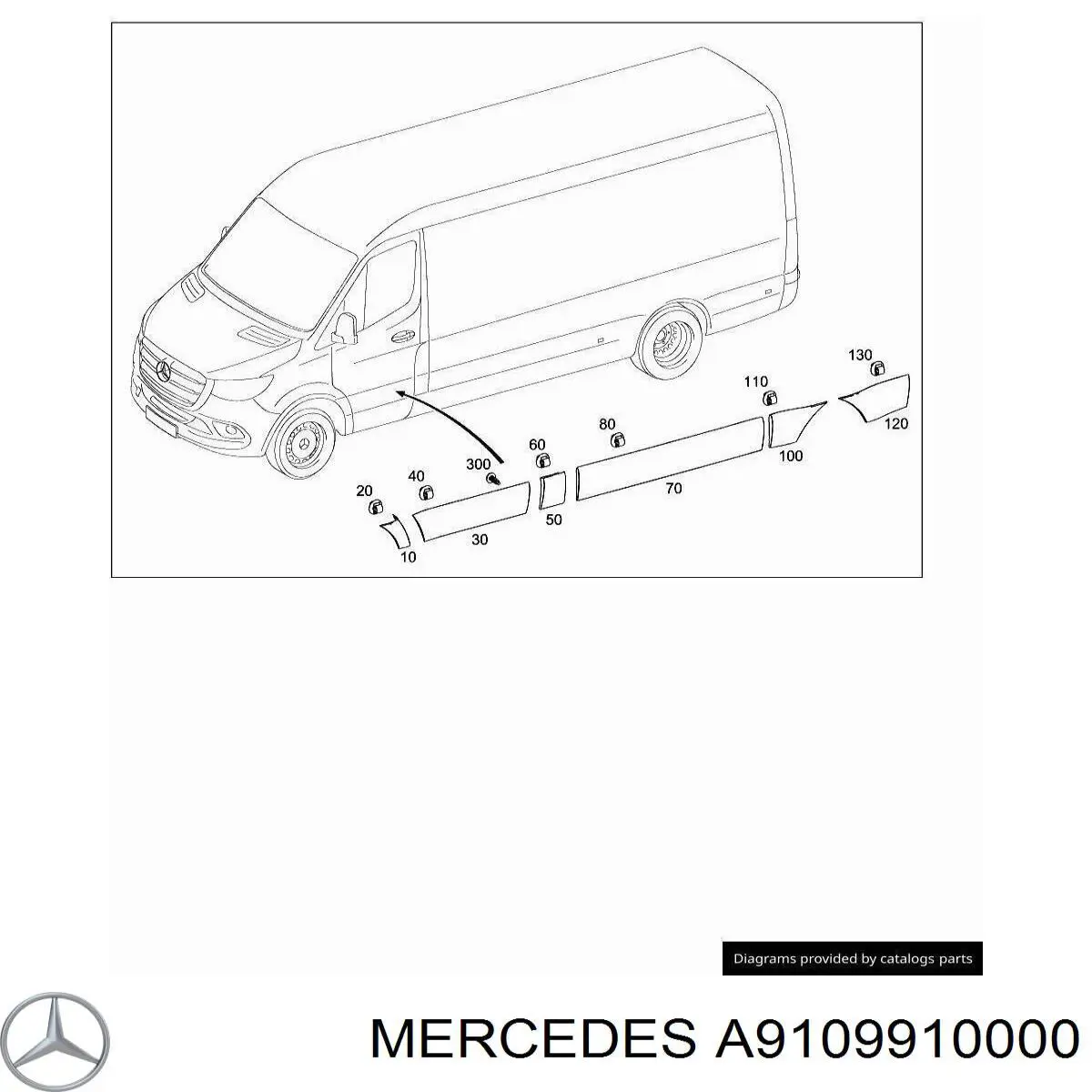 A9109910000 Mercedes Кліпса (пістон) кріплення молдинга двері