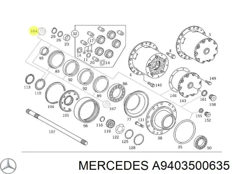 Ремкомплект задньої маточини A9403500635 Mercedes