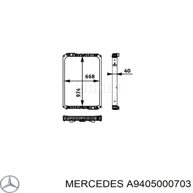 Радіатор основний Mercedes A9405000703 ціна, від 443.61 USD