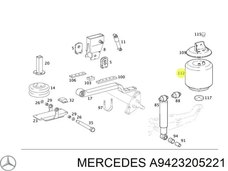A9423205221 Mercedes Ресора пневматичної підвіски