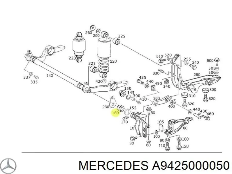 Втулка шарнірного кронштейна кріплення кабіни A9425000050 Mercedes