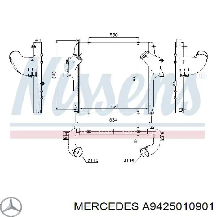 Система охолодження наддувочного повітря Mercedes A9425010901 ціна, від 576.08 USD