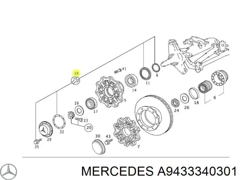 Ремкомплект задньої маточини Mercedes A9433340301 ціна, від 59.19 USD