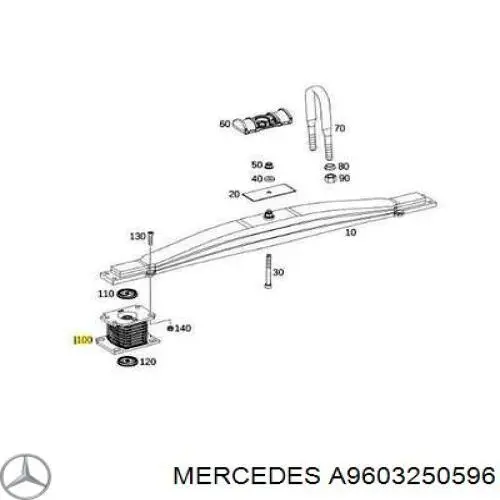 Купити A9603250596 Mercedes Сайлентблок ресори, задній