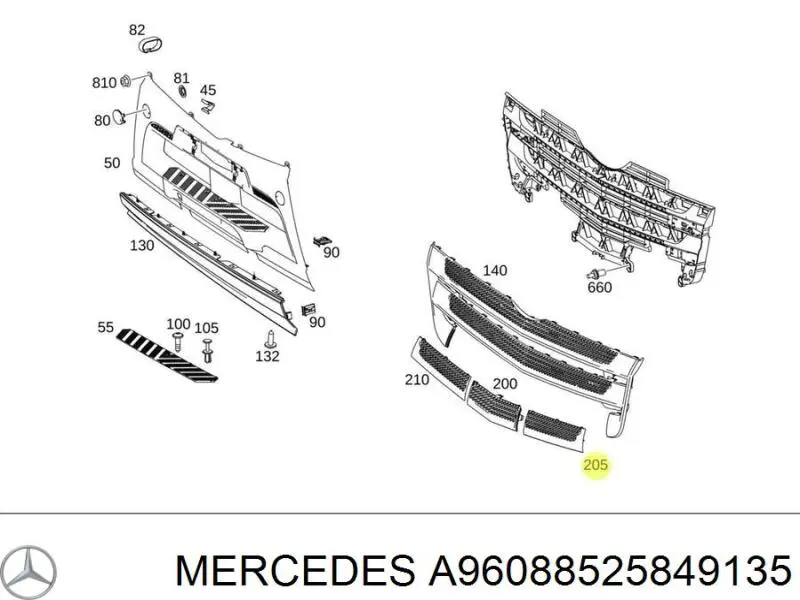 Решітка радіатора A96088525849135 Mercedes