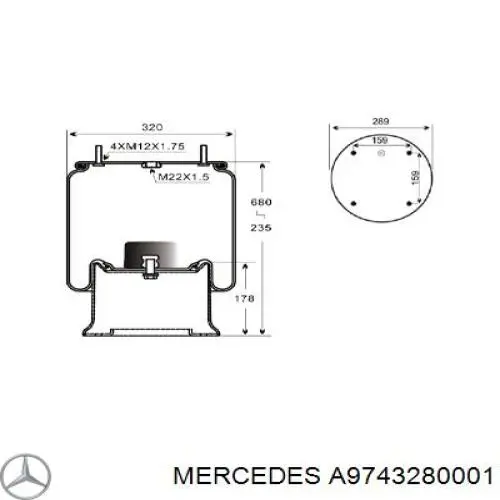 A9743280001 Mercedes Ресора пневматичної підвіски