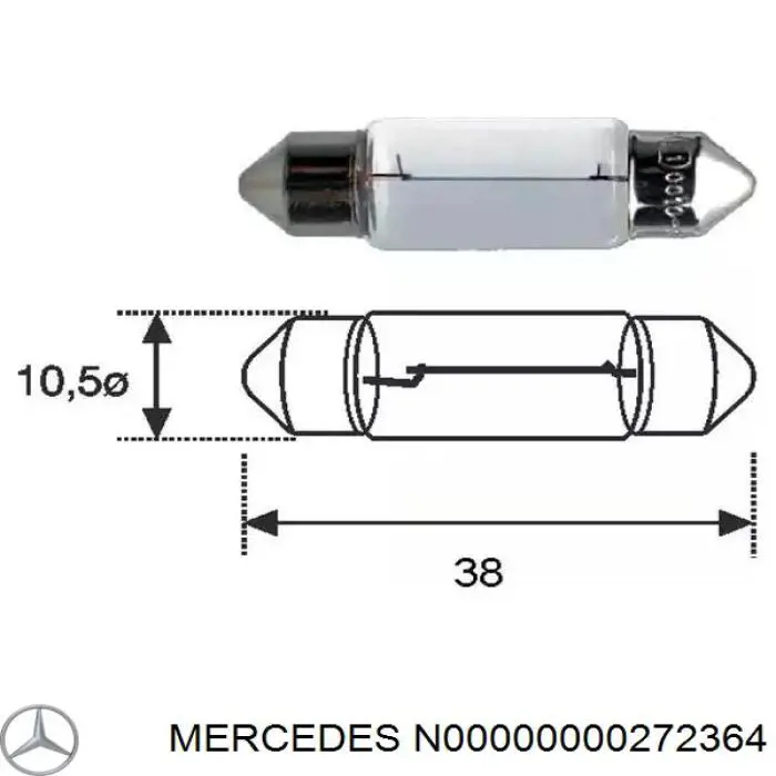 Лампочка плафону освітлення салону/кабіни Mercedes N00000000272364 ціна, від 0.52 USD