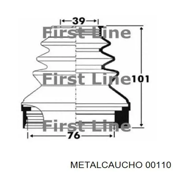 Пильник ШРУСа внутрішній, передній піввісі Metalcaucho 00110