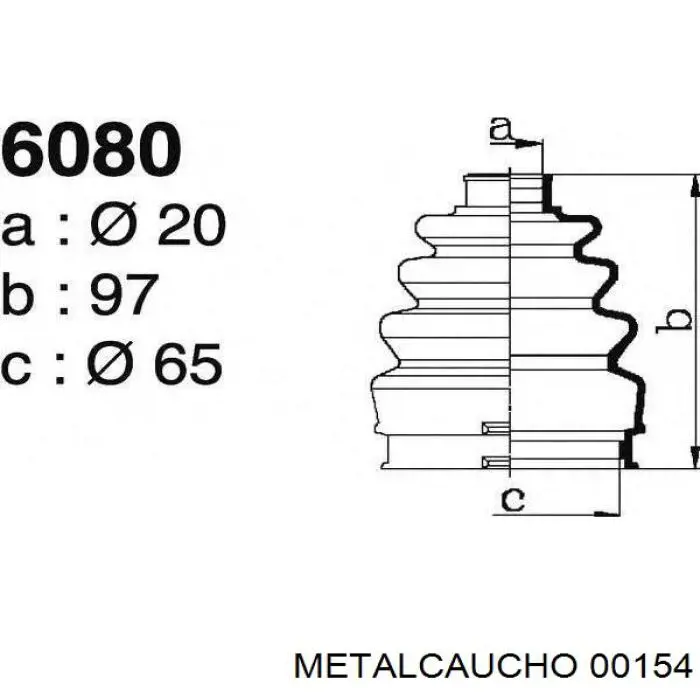 Купити 00154 Metalcaucho Пильник шарніра кутових швидкостей внутрішній передній