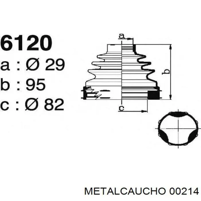 00214 Metalcaucho пильник шруса внутрішній, передній піввісі