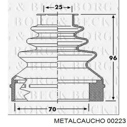 00223 Metalcaucho пильник шруса внутрішній, передній піввісі