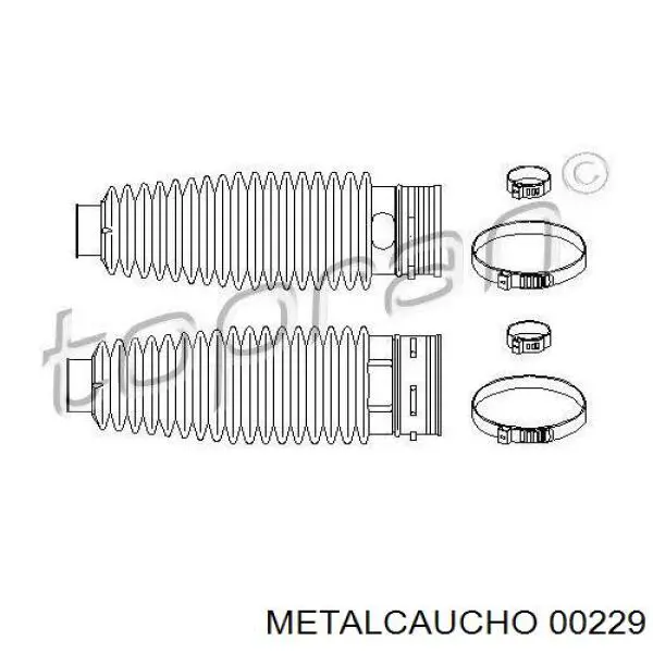 Пильник рульового механізму/рейки, правий 00229 Metalcaucho