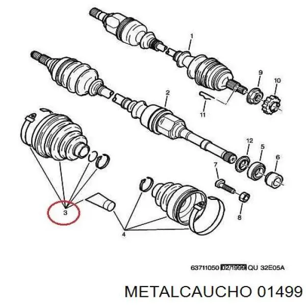 01499 Metalcaucho пильник шруса зовнішній, передній піввісі