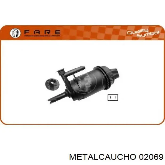 02069 Metalcaucho насос-двигун омивача скла, переднього
