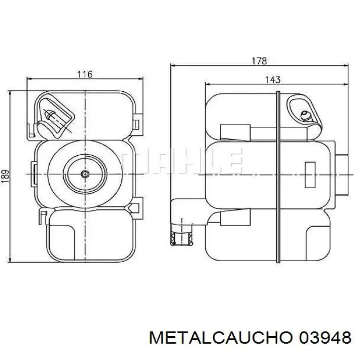 Бачок системи охолодження, розширювальний 03948 Metalcaucho