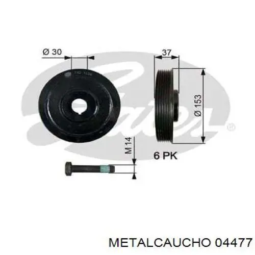 Шків колінвала (демпфер ) Metalcaucho 04477 ціна, від 34.33 USD