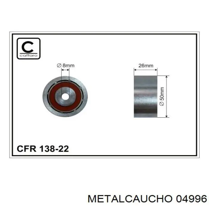 Ролик приводного ременя, паразитний Metalcaucho 04996 ціна, від 12.73 USD