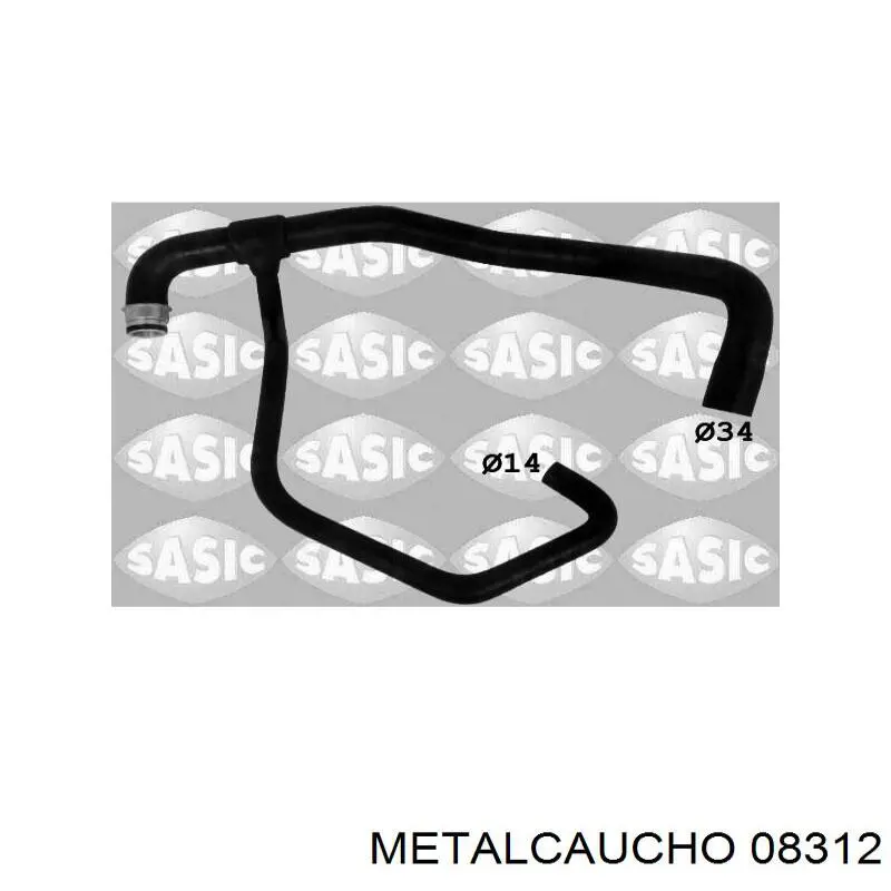 08312 Metalcaucho шланг (патрубок термостата)