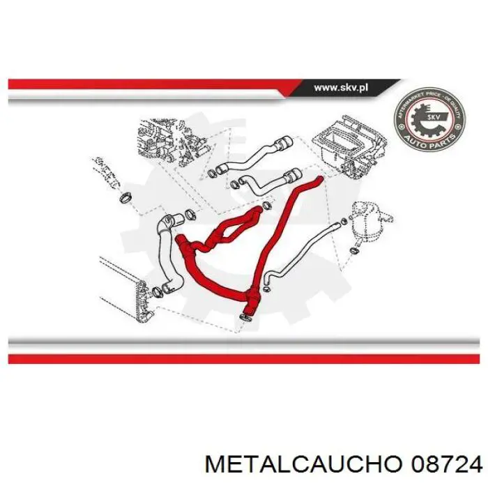 Купити 08724 Metalcaucho Шланг/патрубок радіатора охолодження, нижній