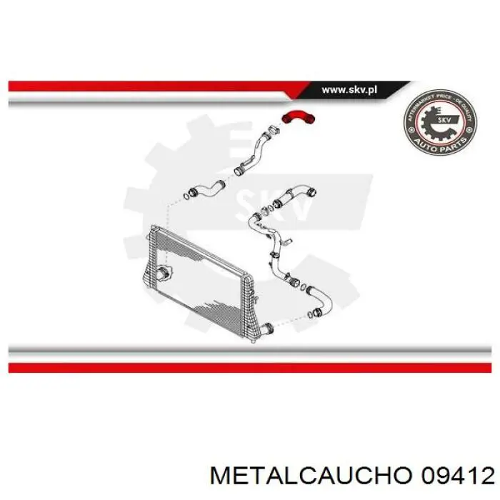 09412 Metalcaucho шланг/патрубок интеркуллера, верхній правий