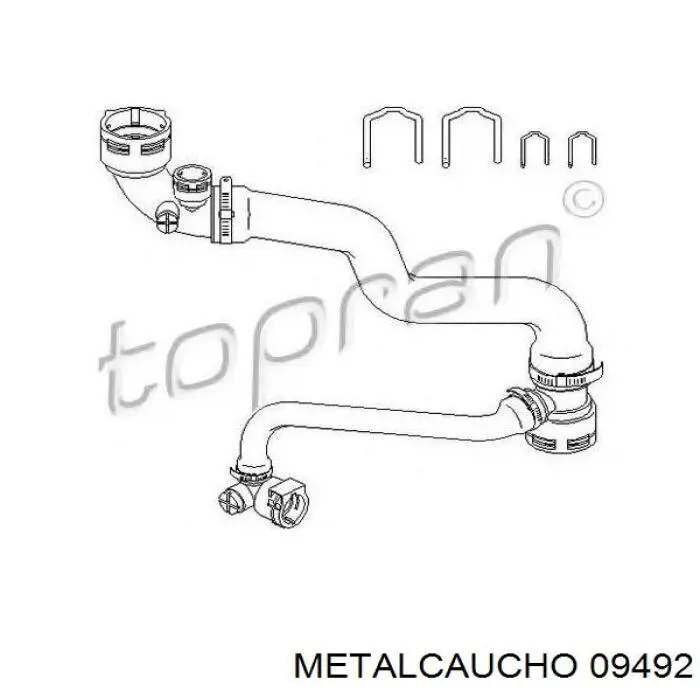 Шланг/патрубок радіатора охолодження, верхній 09492 Metalcaucho