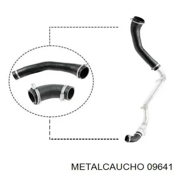 09641 Metalcaucho шланг/патрубок интеркуллера, нижній лівий