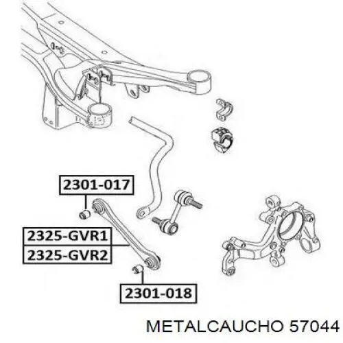 Подушка (опора) двигуна, права (сайлентблок) Metalcaucho 57044