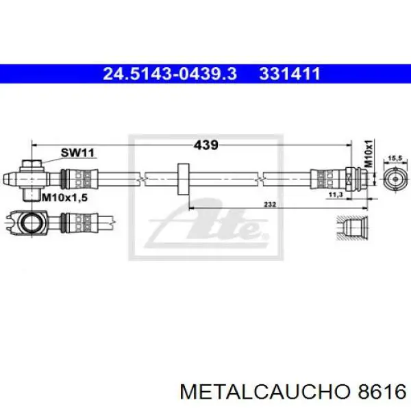 8616 Metalcaucho шланг розширювального бачка, нижній