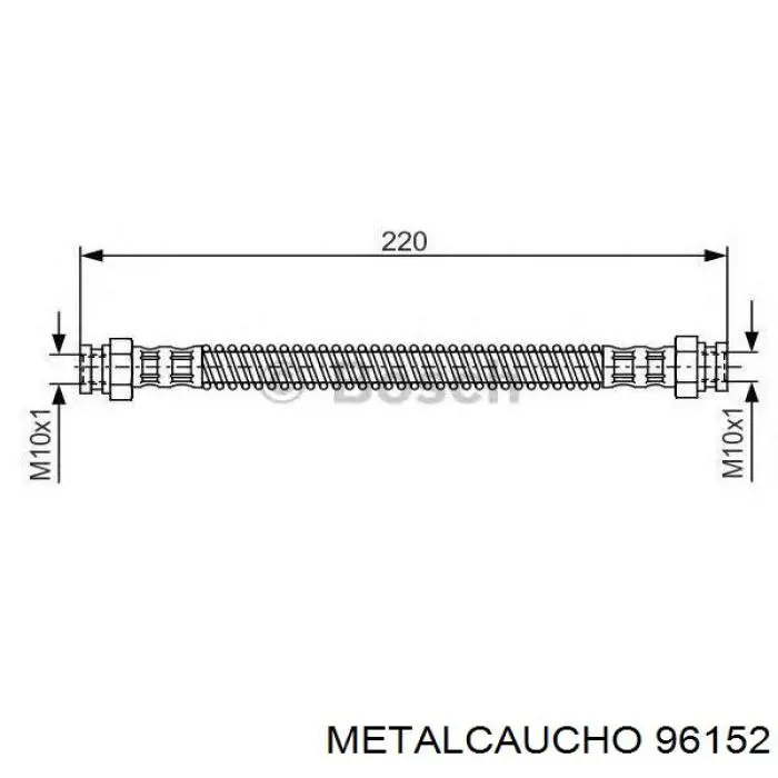 Шланг гальмівний передній Metalcaucho 96152 ціна, від 7.77 USD
