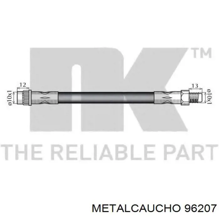 96207 Metalcaucho шланг гальмівний задній