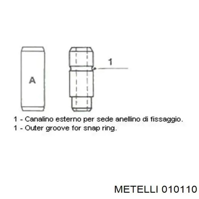 Направляюча клапана, випускного 010110 Metelli