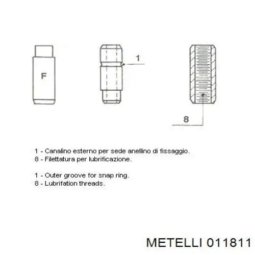 Направляюча клапана, впускного Metelli 011811 ціна, від 1.25 USD