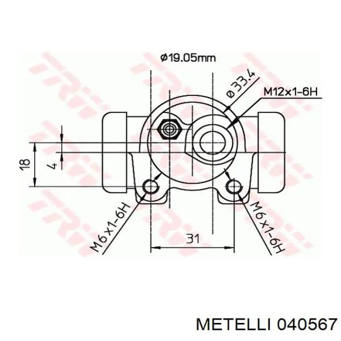 Циліндр гальмівний колісний/робітник, задній 040567 Metelli