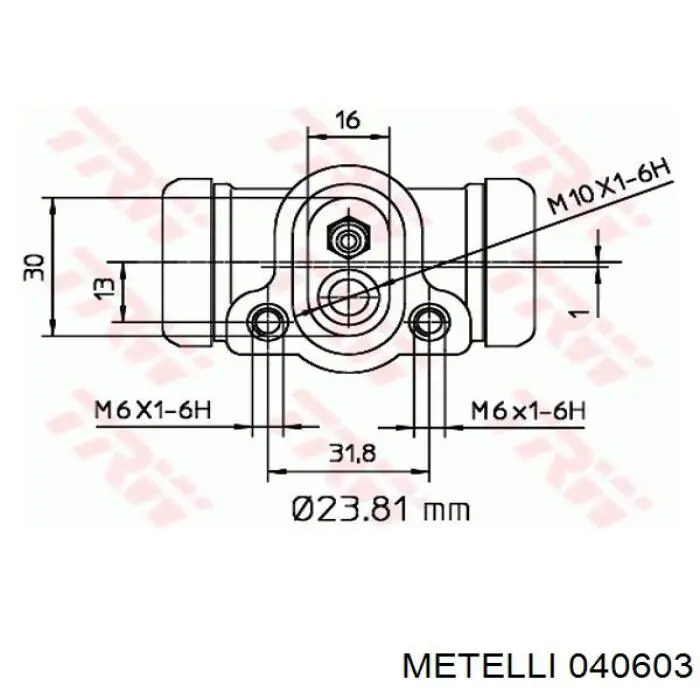Циліндр гальмівний колісний/робітник, задній 040603 Metelli