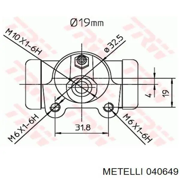 Циліндр гальмівний колісний/робочий, задній Metelli 040649 ціна, від 9.06 USD