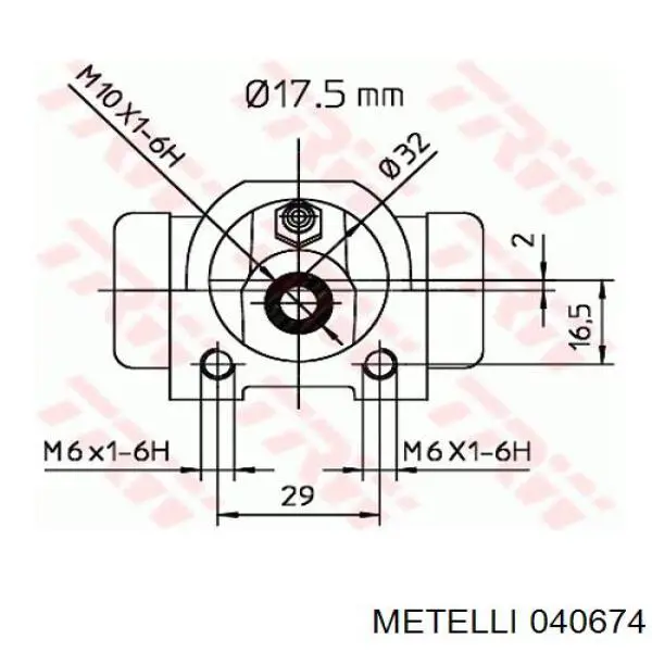 Циліндр гальмівний колісний/робочий, задній Metelli 040674 ціна, від 7.34 USD