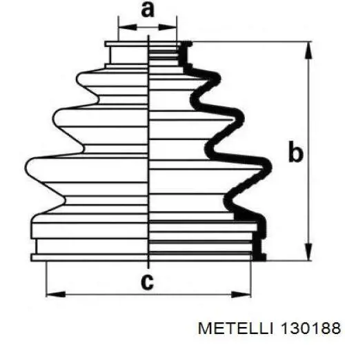 Пильник шарніра кутових швидкостей зовнішній передній Metelli 130188 ціна, від 8.61 USD