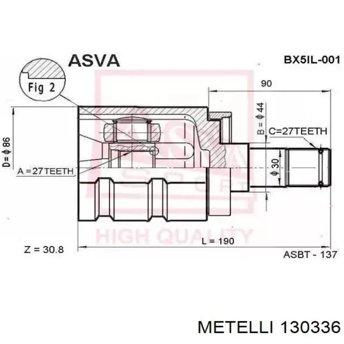 Пильник шарніра кутових швидкостей зовнішній передній Metelli 130336 ціна, від 9.24 USD